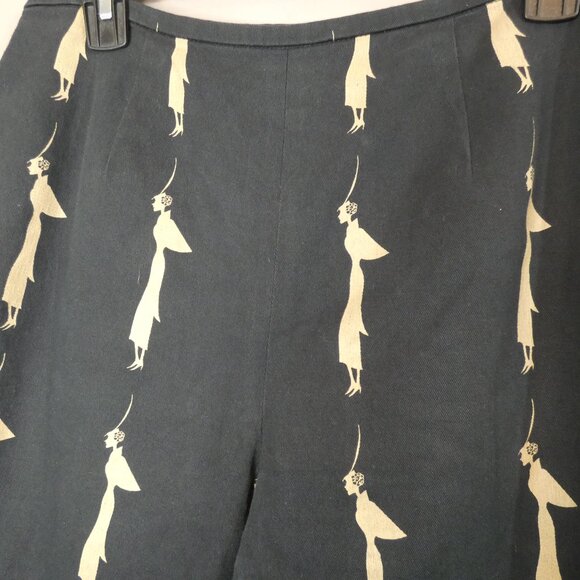 VTG Eric Casual Womens 12 Cropped Straight Leg Pants Black Gold Chic Woman Print - Picture 2 of 10